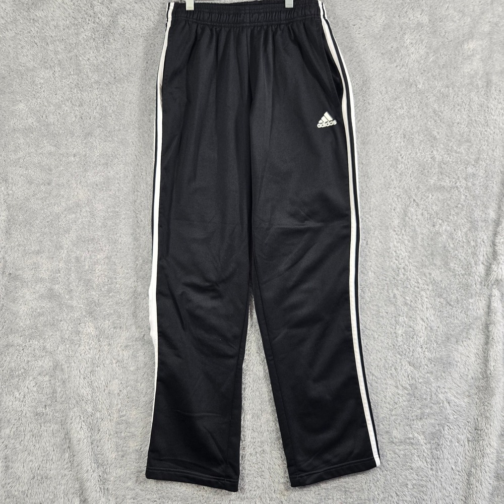 Adidas Mens Black White 3 Stripe Athletic Track Pants Joggers Size Medium - Picture 1 of 9